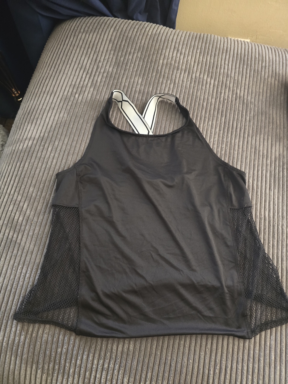 Hunter Active Mesh Tank  Black Tank with White Cross-Strap Detail